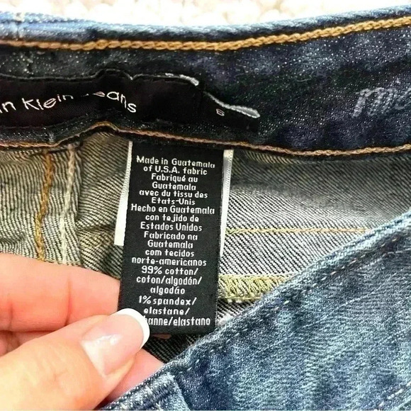 Calvin Klein Modern Flare Midrise Faded Stretch Embroidered Jeans Size 6 - Picture 12 of 15